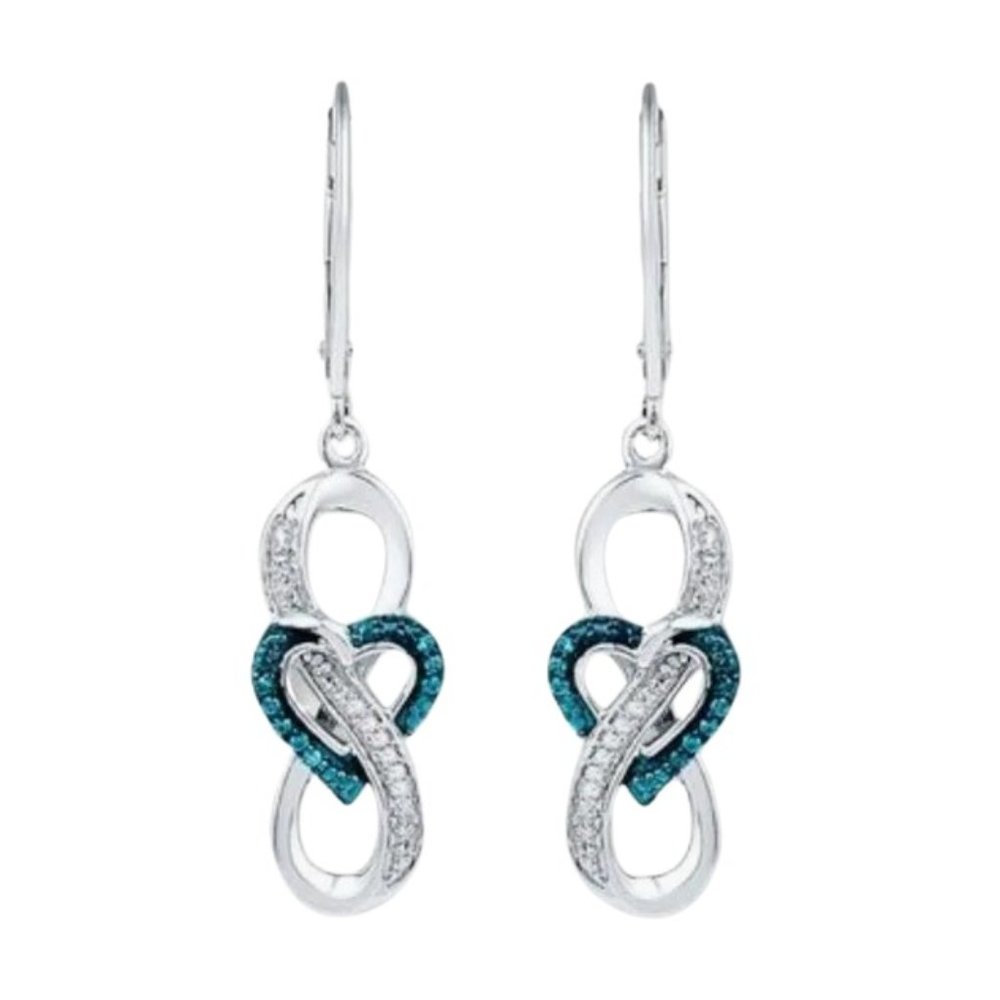 NWT Blue Crystal and Infinity Heart Earrings